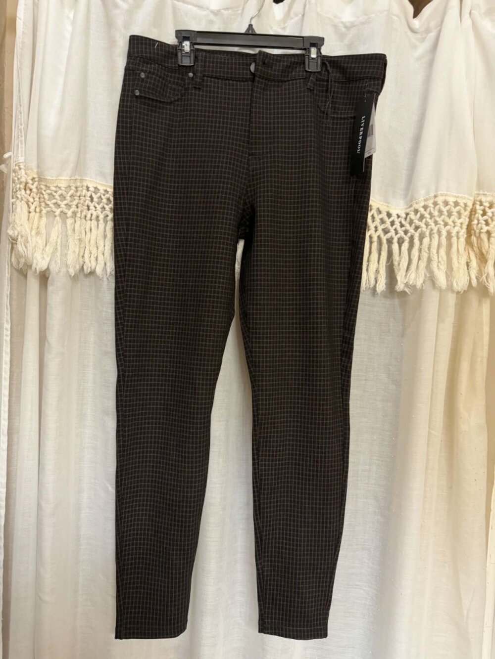 NWT Liverpool Madonna Brown Checked Skinny Pants